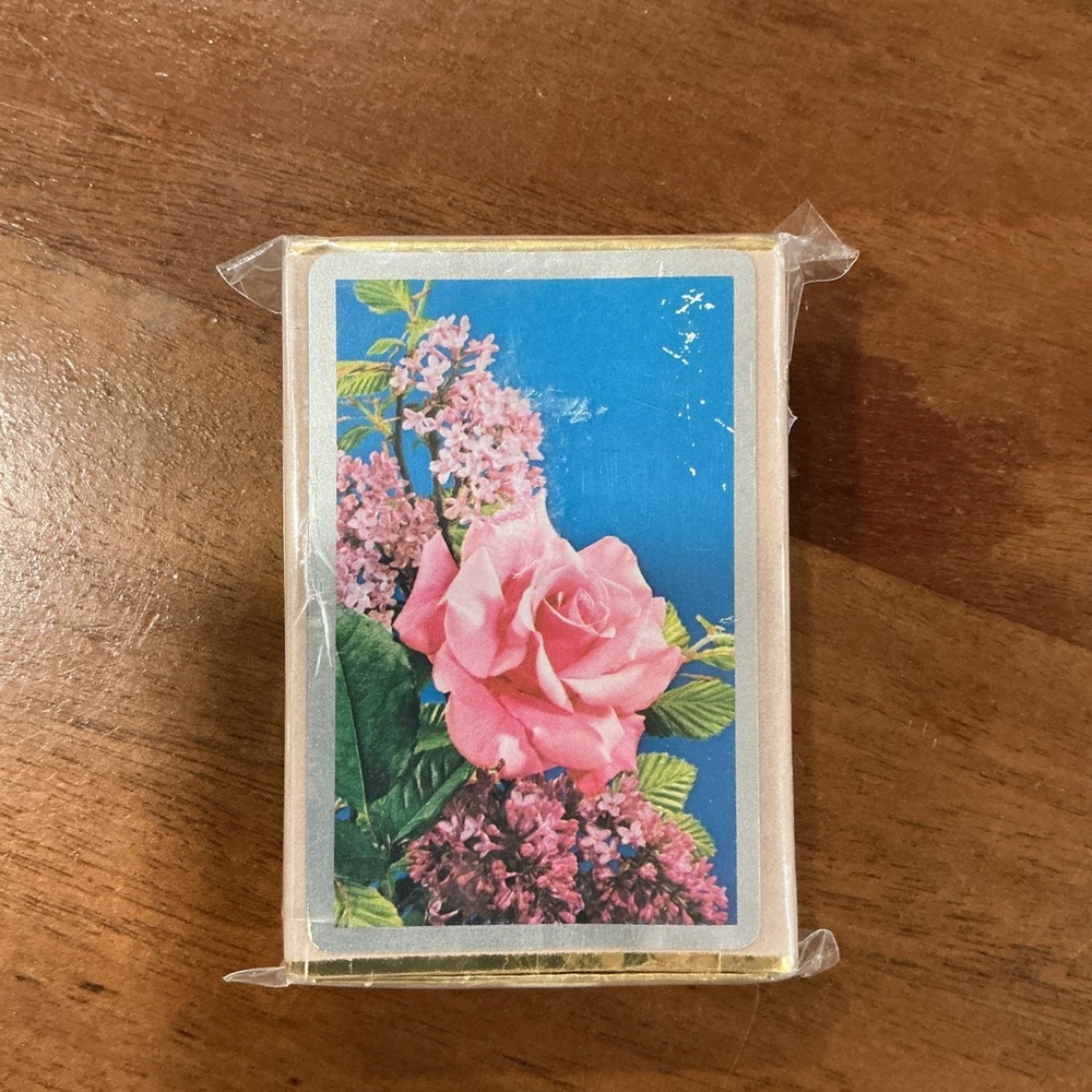 NOS Sealed Congress Playing Cards Cell-u-tone Finish Rose and Lilac Picture